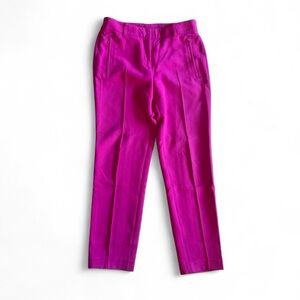 Akris Punto Hot pink high-waisted straight-leg trousers with zipper pockets.